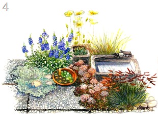 Клумбы среди плит